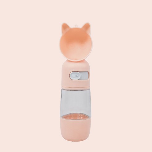 펫베오 강아지 물통 휴대용 물병 올인원, 핑크, 1개