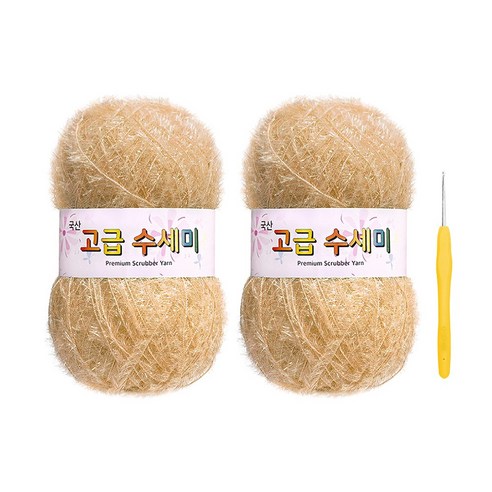 울클럽 별꽃수세미 DIY 고급수세미실 80g 2볼 + 코바늘 6호 (동영상제공), 171베이지