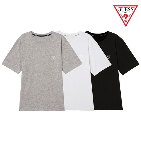 게스 면스판 라운드티 셔츠 교복 레이어드 반팔티 1+1+1 세트 게스 면스판 라운드티 셔츠 교복 레이어드 반팔티 1+1+1 세트
