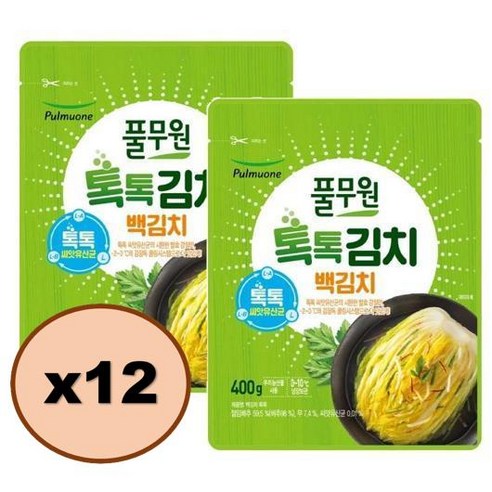 풀무원 톡톡 백김치 400gx2 배추김치, 12세트
