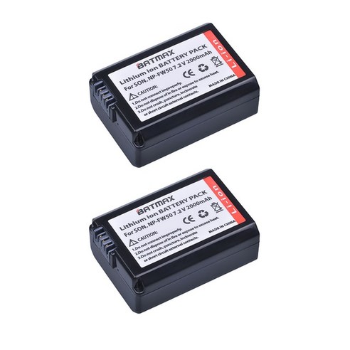 카메라 배터리 충전기 2Pcs 2000mAh NPFW50 NP FW50 LCD B 듀얼 알파 a6500 a6300 a6000 a5000 a3000 NEX3 a7R Z 호환, 02 3battery withcharger