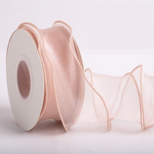 일상채움 오간자 오간디 쉬폰 리본 포장 40mm 9미터 2p, 9m, 연브라운