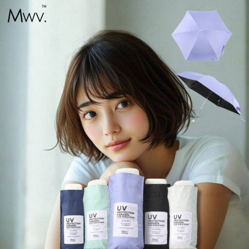 문웨이버 UV 99.9% 자외선 차단 초경량 5단 미니 우산 양산 + 선물박스