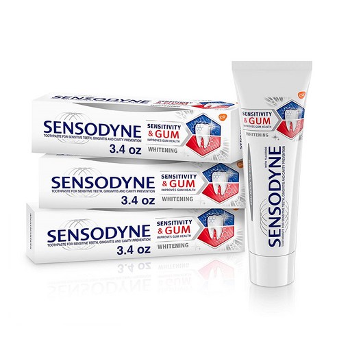 센소다인 검 화이트닝 96.4g 3팩 Sensodyne Sensitivity & Gum Whitening Toothpaste Toothpaste, 3개 센소다인치약