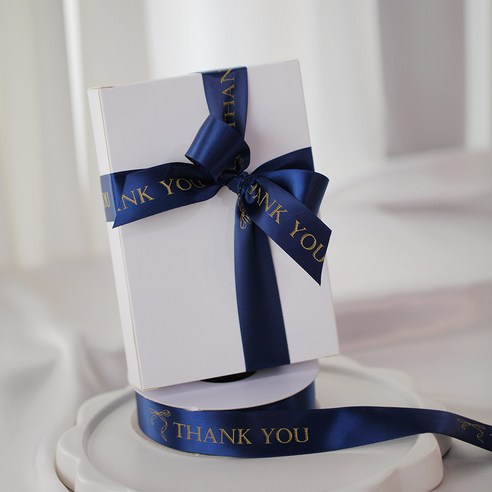 리본빌 땡큐 에폭시 리본 감사 리본 THANK YOU 리본, 25mm 1롤(20야드), #10 네이비(Navy)