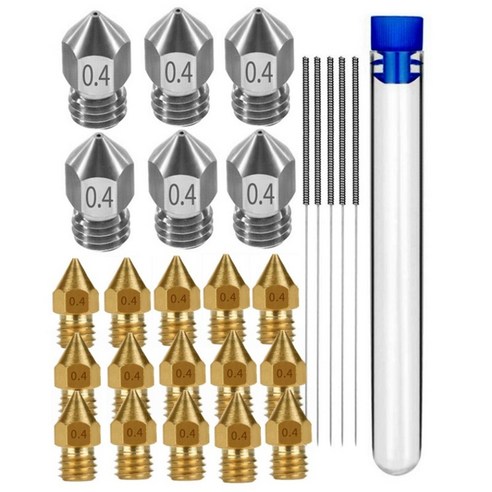 Retemporel 26PCS MK8 노즐 3D 프린터 압출기 경화강 황동 용 Ender 3 내마모성, 은