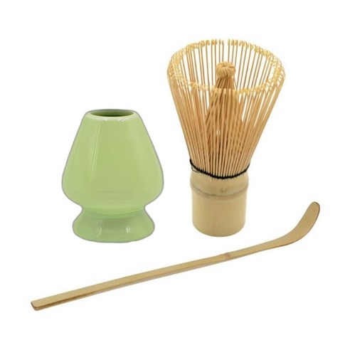 AOHAO 차선+차선립+차시 3PCS 세트 도자기 다구 다기 말차도구 matcha whisk, 2세트, 그린