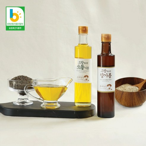 호야농장 참기름 선물세트, 들기름 300ml 2병 호야농장 참기름 선물세트, 들기름 300ml 2병