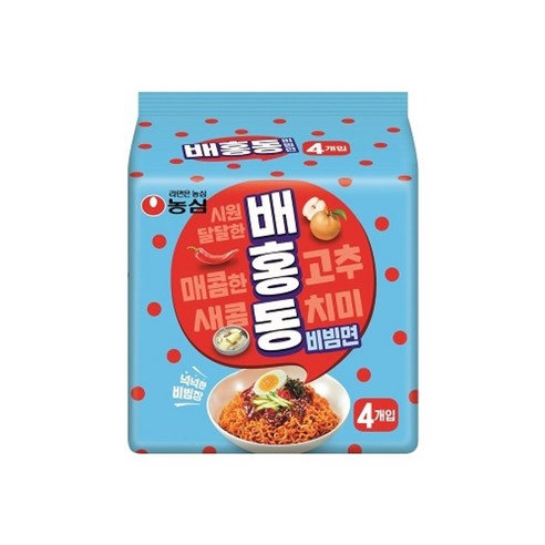 농심 배홍동비빔면 멀티팩 137g x 4봉지 / 봉지라면, 4개