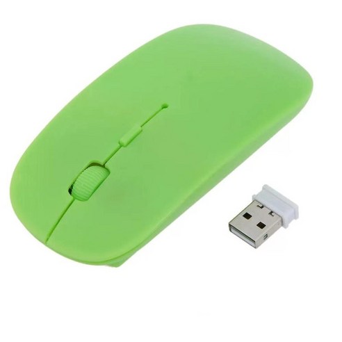[ZQ] 마우스 무선 1600 인치 당 점 Usb 광 무선 컴퓨터 마우스 2.4G 수신기 초박형 마우스 무선 마우스 Pc 노트북, 녹색, 하나