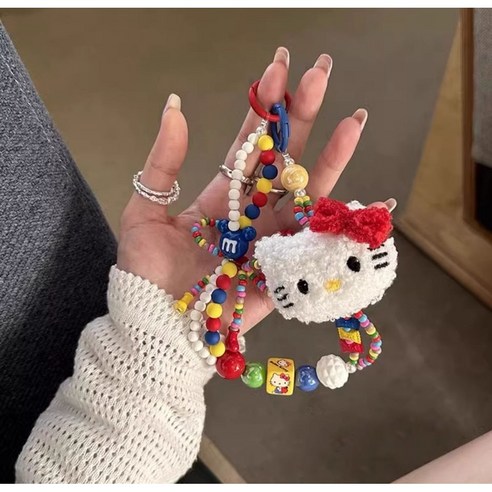 (당일발송)로지도이 고양이 뽀글이 휴대폰 스트랩 가방고리 키링, 뽀글이키티, 1개
