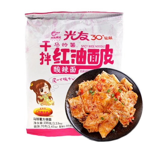 천미방 중국식품 광유 중국 량피 홍유면피 쏸라맛 끓이지않는 비빔면 튀기지않은 면피 - 봉지라면 | 쿠팡
