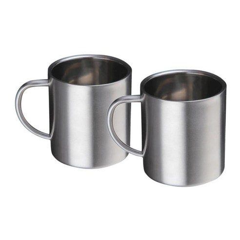 2개 세트 스테인리스 스틸 맥주 머그잔 더블 월 컵 300ml/10oz, 실버, 7.5x9cm, 스테인레스 스틸