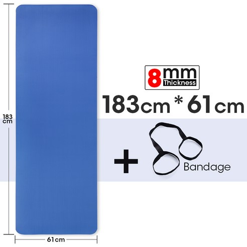 PAPOPER NBR 요가매트 8MM/10MM 필라테스 운동, 8MM, 푸른, 일반형