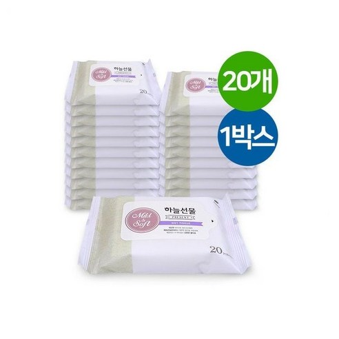 물티슈 하늘선물 20매 가정 20개 휴대용 유아 아기물티슈, 1개