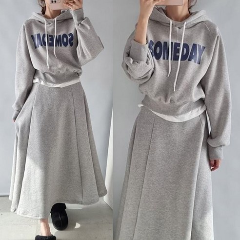 마이쏭 SOME후드롱스커트세트 빅사이즈 여성스러운 셋업