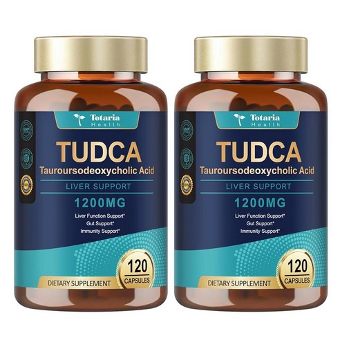 137389 Totaria TUDCA 담즙염 1200mg (타우루소데옥시콜산), 120캡슐, 초강력 순수 간 보충제, 및 담낭 정화 회복, 비건