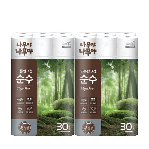 미래생활 나무야나무야 도톰한3겹순수 27m 30롤 2팩, 30개입, 2개
