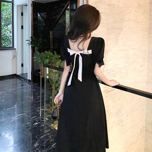 Mao프랑스어 도라지 첫 사랑 달콤한 계획 드레스 햅번 스타일 블랙 드레스 새로운 버블 드레스 여름