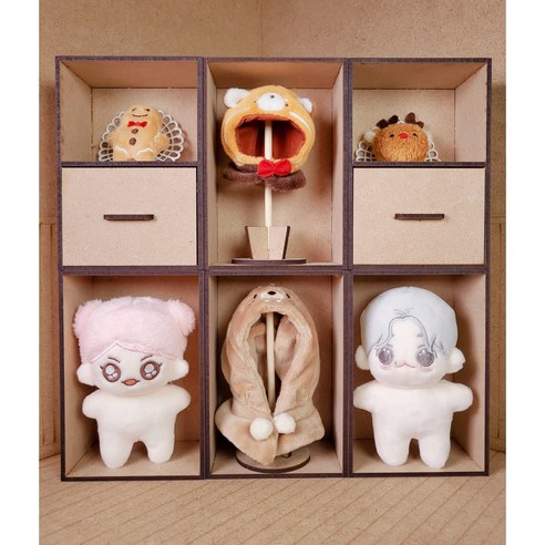 (아이돌인형 가구)10cm 인형용 꼼지박스 미니 시스템 옷장 보관함 진열장, B형(2칸)