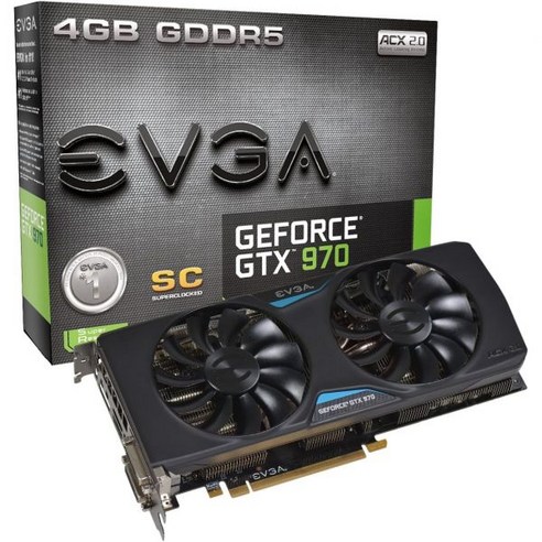 EVGA 지포스 GTX 970 4GB SSC 게이밍 ACX 2.0+ 쿨링 그래픽 카드 (04G-P4-3975-KR), GTX 970 ACX 2.0 SC+