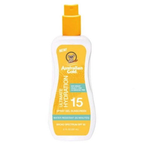 AustralianGold 오스트레일리안골드 태닝로션 Spf#15 스프레이 젤 얼티밋 하이드레이션 8온스(235ml)(6팩)