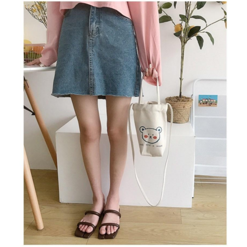 루엘코 텀블러백 드링크백 캔버스 파우치 물병 가방, 볼그레곰, 1개