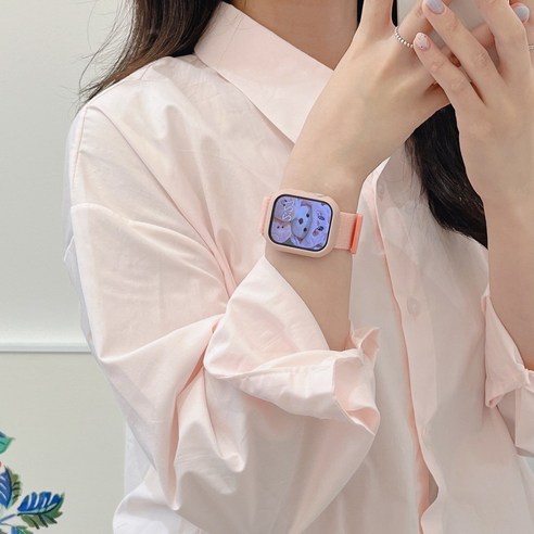 우먼스9999 애플워치 호환가능 7 SE 6 5 4 3 스포츠루프 마카롱 스트랩 38 40 41 42 44 45 호환 가능, 메리딸기 38/40/41mm[호환가능]