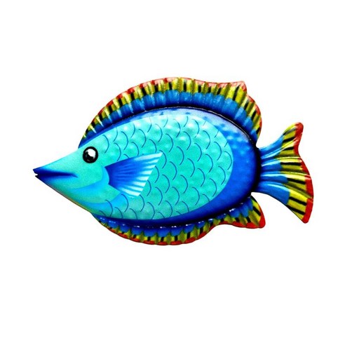 옥외 실내를 위한 벽 예술 장식 조각품을 거는 해안 바다 바다 금속 물고기, 푸른, {"수건소재":"금속"}