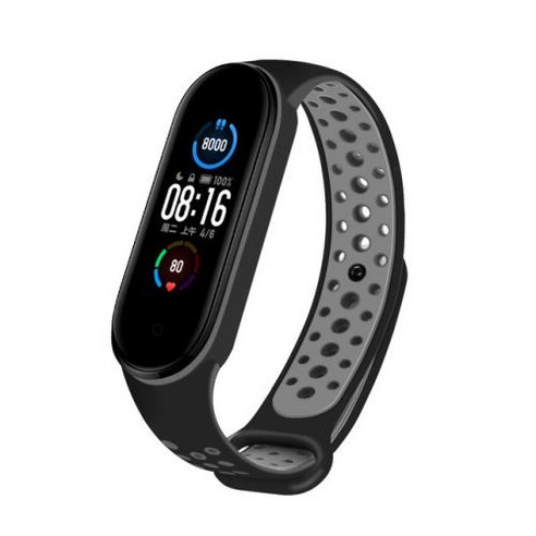 미 밴드 7 6 용 스포츠 실리콘 시계 손목 팔찌 미 밴드 5 6 7 용 스마트 워치 액세서리, 2) Black-Gray – for Mi Band 56 스마트밴드