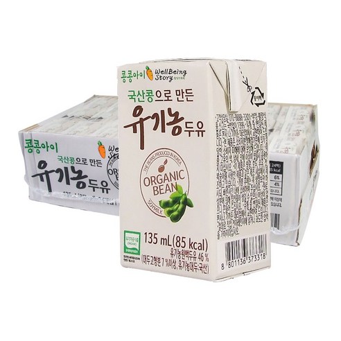 콩콩아이 국산콩으로 만든 유기농두유 어린이두유 콩콩이두유 non-GMO 아기두유 135ml X 24팩, 24개 
분유/어린이식품