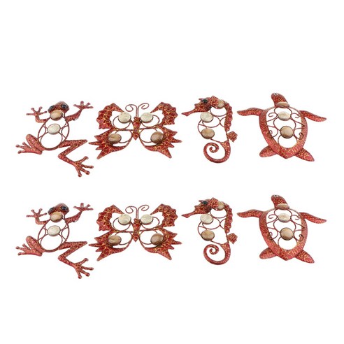 2 세트 Intage Gecko 나비 해마 거북이 매달려 벽 예술 장식, 멀티 컬러, 15x1x16cm, 철
