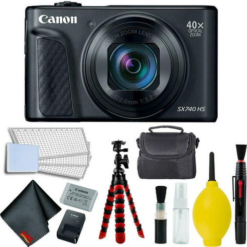 Canon PowerShot SX740 HS Digital Camera Black Accessory Bundle Intl Model, Complete Bundle