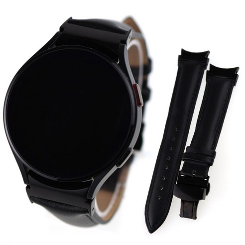 갤럭시워치4 클래식 스트랩 블랙 가죽 커넥터 시계밴드, 단품, 단품