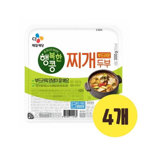 행복한콩 양념이잘배는찌개두부 300g, 300g, 4개 - 찌개두부 | 쿠팡