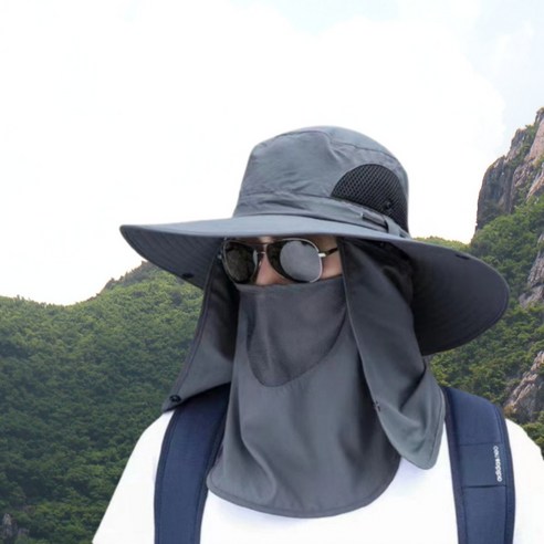 양양 UV자외선차단 아웃도어 와이드챙 등산 캠핑 모자, 차콜그레이