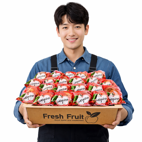 (당일세척) 일등농수산 가정용 경북 부사 세척사과, 1개, 4kg (중소과)
