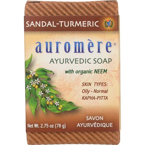 Auromere 아유르베딕 비누, 78g, 샌달우드 튜메릭