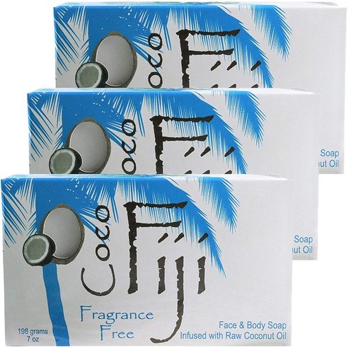 오가닉피지 페이스 앤드 바디 코코넛 오일 비누 글루텐 프리 비건, Fragrance Free, 3개, 198g