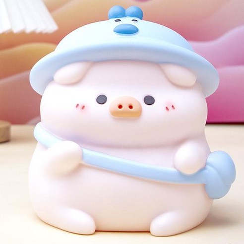 귀여운 돼지 모양 대형 어린이 저금통, 1개, 블루 소형