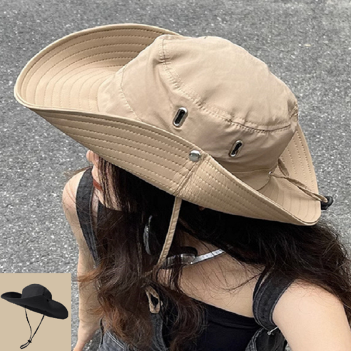 잇템스 시원한 메쉬 와이드 챙 넓은 모자 남녀공용, 블루