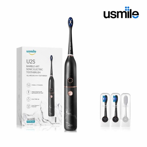 Usmile 유스마일 4in1 올케어 완전방수 음파 전동칫솔 U2S (화이트/블랙), 블랙 / US000U2SB