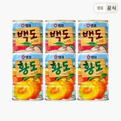 샘표 황도 백도 400g 6개입, 2. 백도 400g 6개