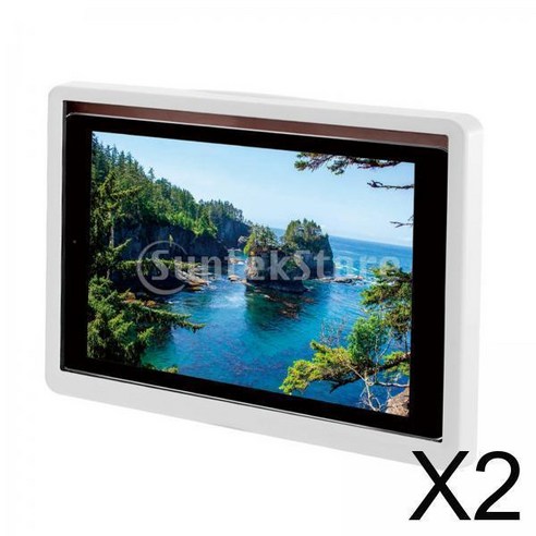 2x욕실 비 회전 용 방수 벽 태블릿 홀더 펀치 프리 쉘, 11.8x9.4x0.87인치, 회전하지 않는, 플라스틱 PET