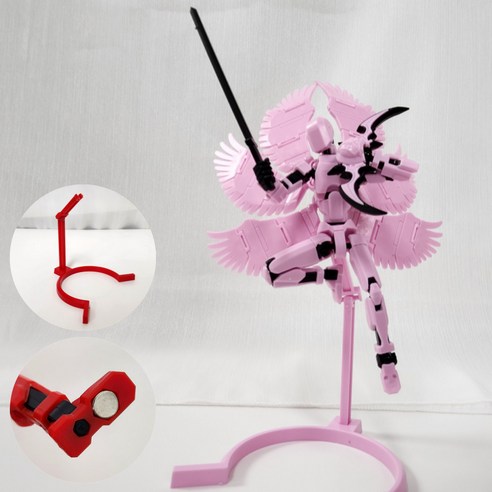[착착붙는] 아느캐 DIY 3D 날개달린 관절피규어 액션피규어 조립블록, 핑크, 1개
