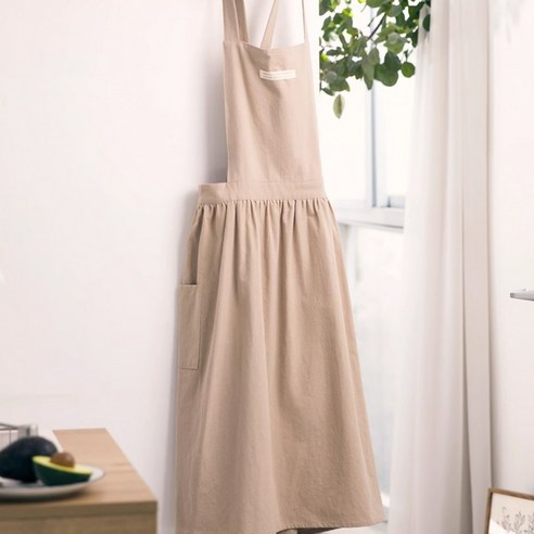 린넨앞치마 추천 상품코팅블루 부드러운 유럽풍 카페 감성 앞치마, 베이지, 1개 제품 사진