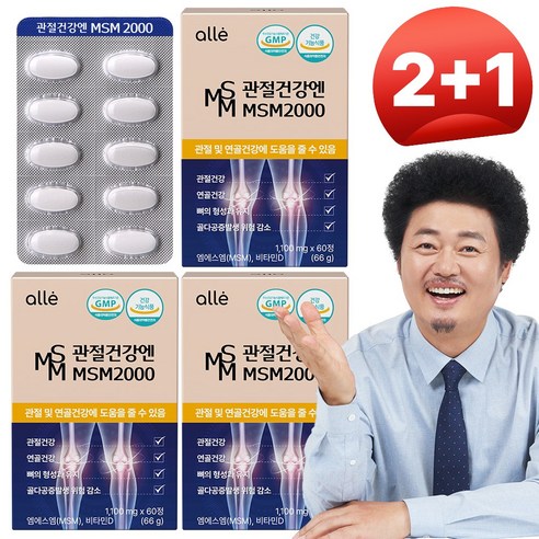MSM 2000 엠에스엠 식이유황 관절 연골 뼈 골다공증 알레 1100mg, 3개, 66g