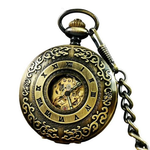 방수 펜던트 체인 회중시계 전자동 복고 나침반