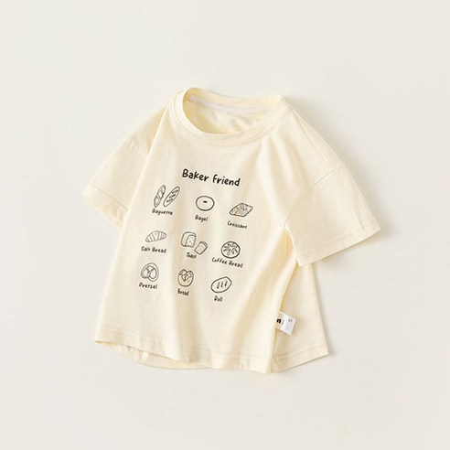 아기 유아 반팔 라운드 티셔츠 키즈 아동 어린이 남아 여아 여름 베이커리 프린트 기본 이너
