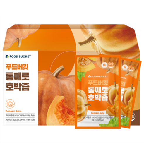 푸드버킷 저온가공 국산호박100% 늙은 호박즙, 2700ml, 1개